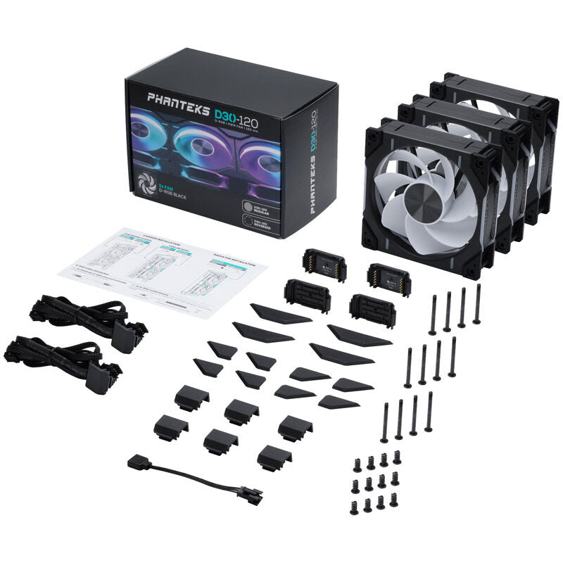 PHANTEKS D30 Reverse Airflow D-RGB vifte 3-pakk 120 mm PWM - PHANTEKS