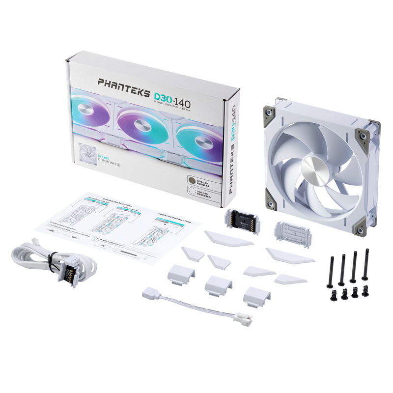 PHANTEKS D30 Regular Airflow D-RGB vifte 140 mm PWM svart - PHANTEKS