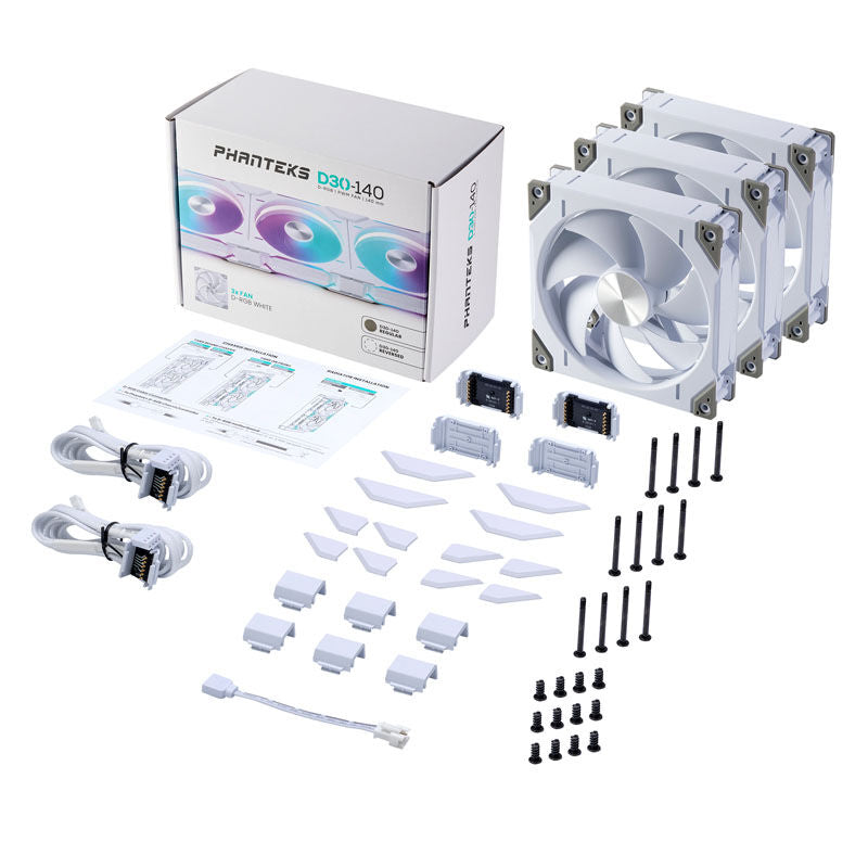 PHANTEKS D30 Regular Airflow D-RGB vifte 3-pack 140 mm PWM - PHANTEKS