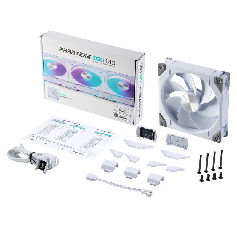 Phanteks D30 Reverse Airflow D-RGB vifte 140 mm PWM svart - Phanteks