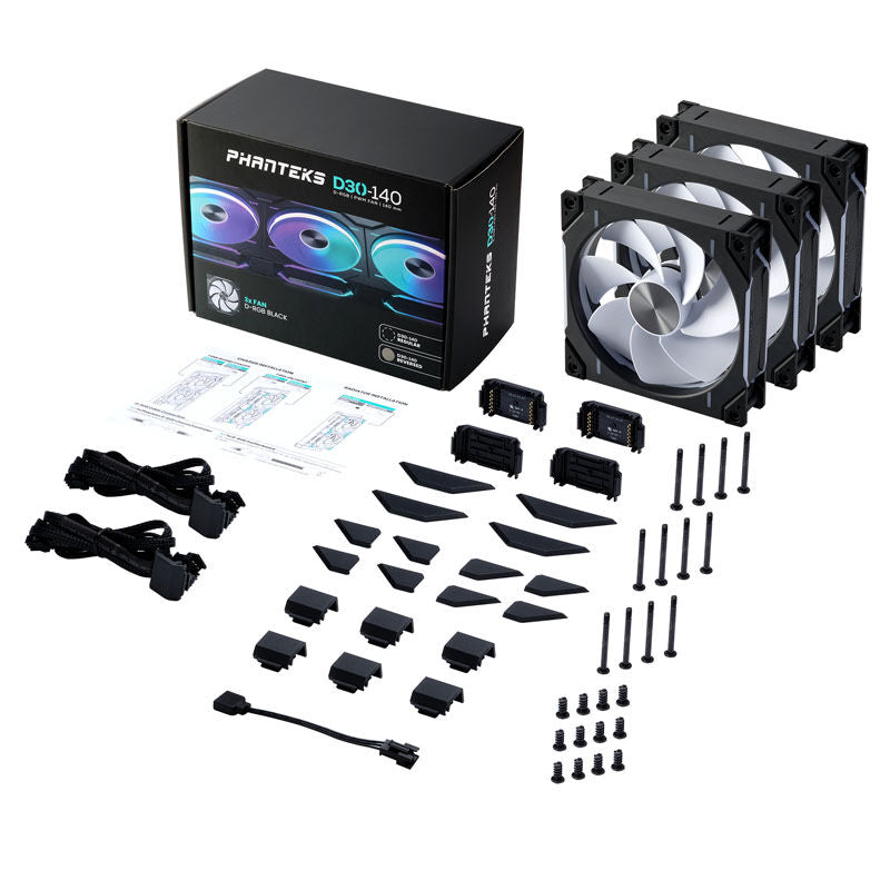 PHANTEKS D30 Reverse Airflow D-RGB vifte 3-pakk 140 mm PWM - PHANTEKS