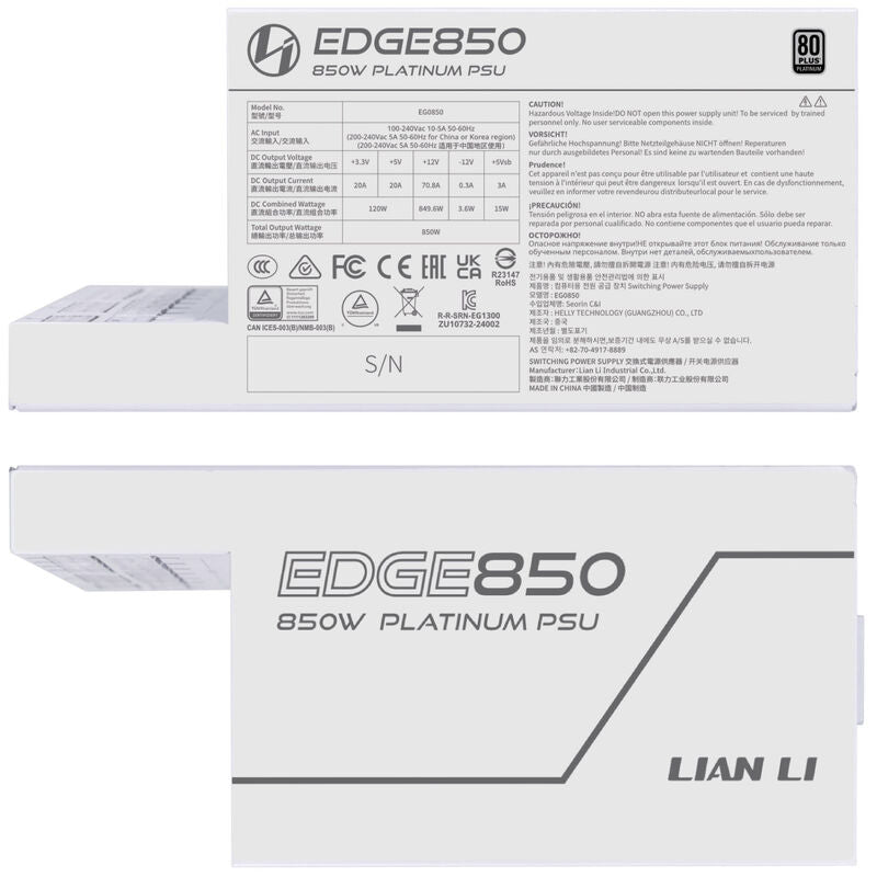 Lian Li EDGE EG0850 strømforsyning 850 W ATX 3.1 80 PLUS Platinum - Lian Li