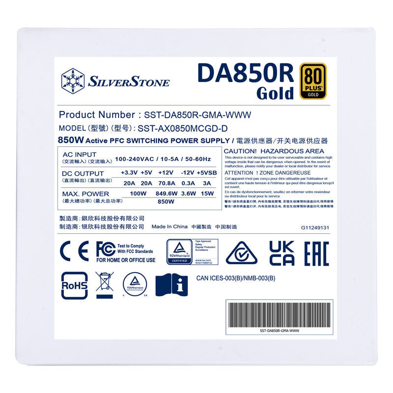 SilverStone SST-DA850R-GMA strømforsyning 850 W ATX 3.0 Gold - SilverStone