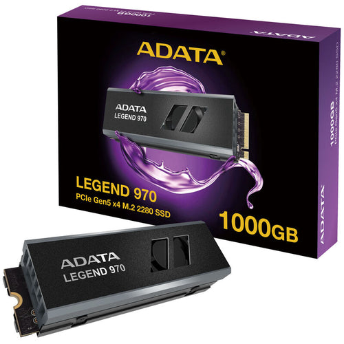 ADATA LEGEND 970 PRO NVMe SSD 1 TB PCIe 5.0 med kjøleribbe forfra