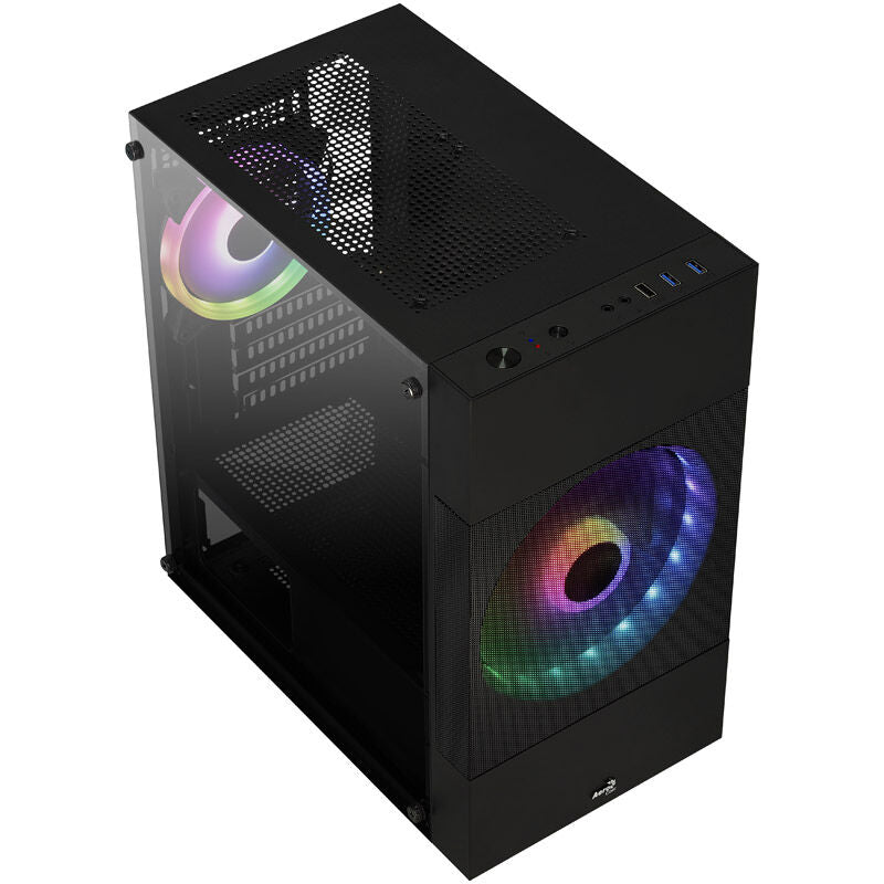 Aerocool Atomic Lite v2 kabinett minitårn Micro-ATX RGB svart bakside