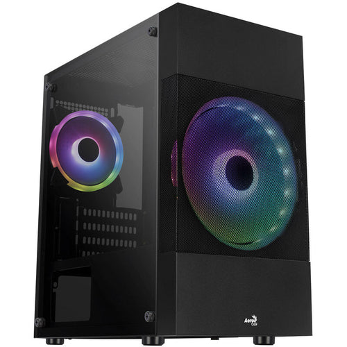 Aerocool Atomic Lite v2 kabinett minitårn Micro-ATX RGB svart forfra