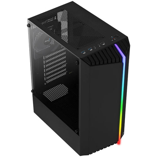 Aerocool Bionic v1 kabinett midtårn RGB herdet glass svart bakside