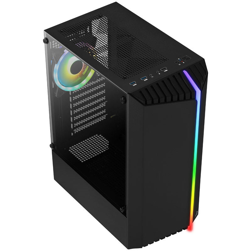 Aerocool Bionic v2 kabinett midtårn RGB herdet glass svart bakside