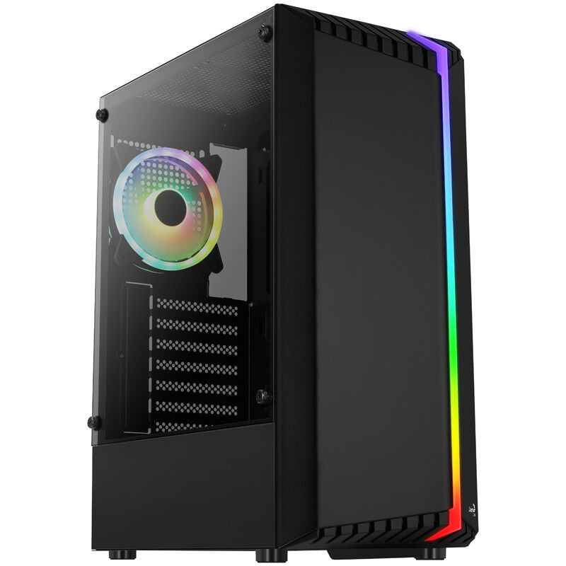 Aerocool Bionic v2 kabinett midtårn RGB herdet glass svart forfra