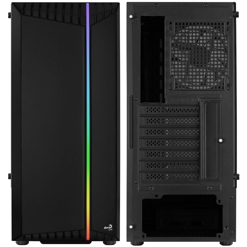 Detalj av RGB-belysning på Aerocool Bionic v2 kabinett midtårn RGB herdet glass svart