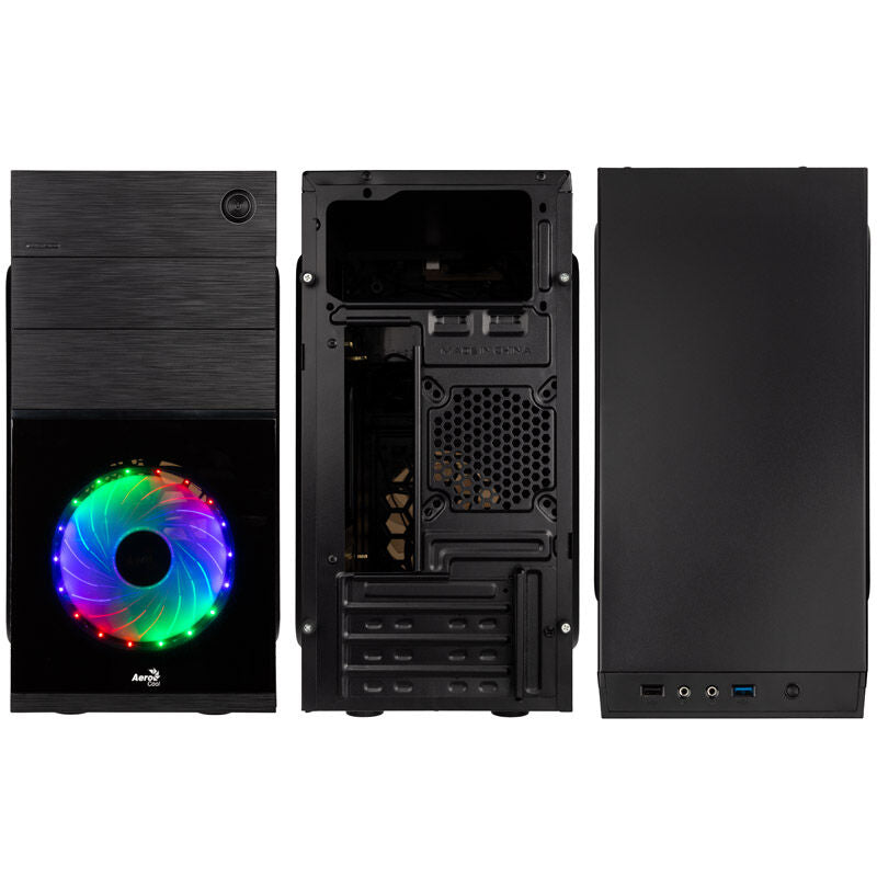 Aerocool CS-105 Cosmo kabinett minitårn RGB svart montert med komponenter
