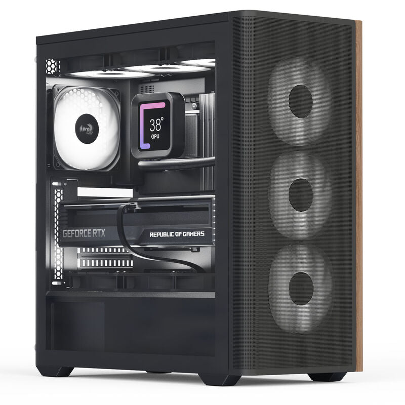 Aerocool D501A kabinett midtårn ATX herdet glass ARGB svart forfra
