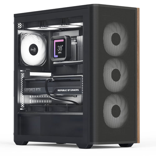 Aerocool D501A kabinett midtårn ATX herdet glass ARGB svart forfra