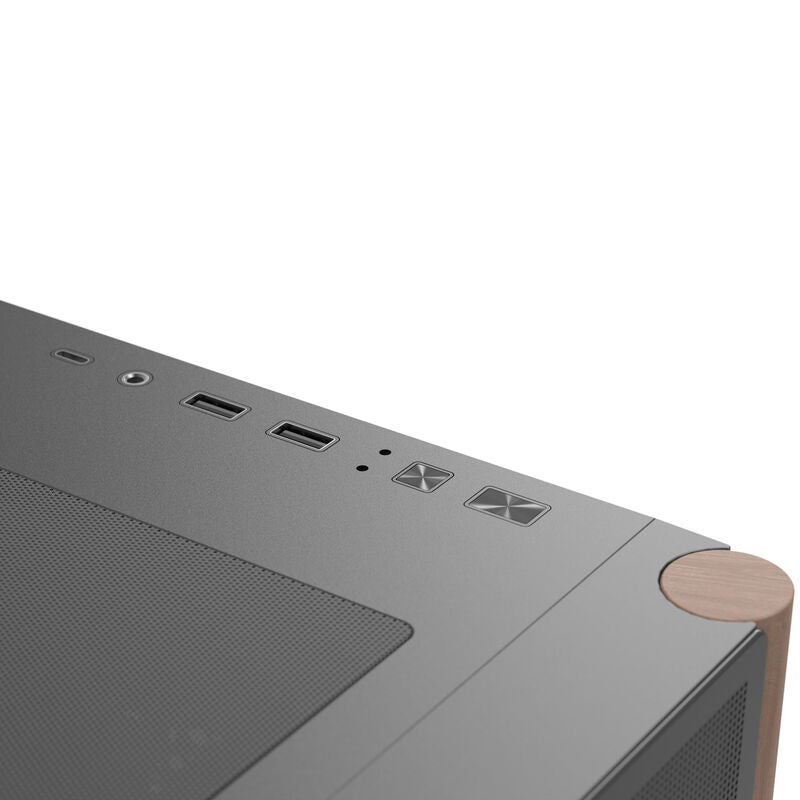 Aerocool D501A kabinett midtårn ATX herdet glass ARGB svart montert med komponenter