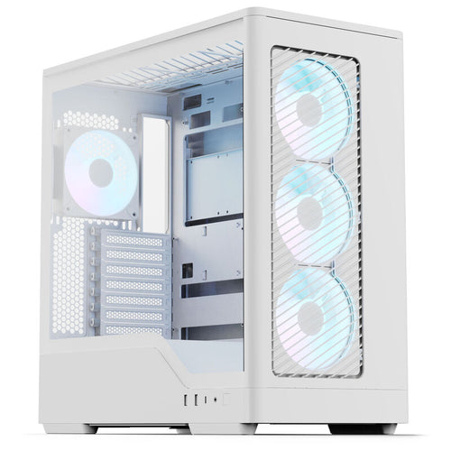 Aerocool D520A kabinett midtårn ATX herdet glass RGB hvit forfra