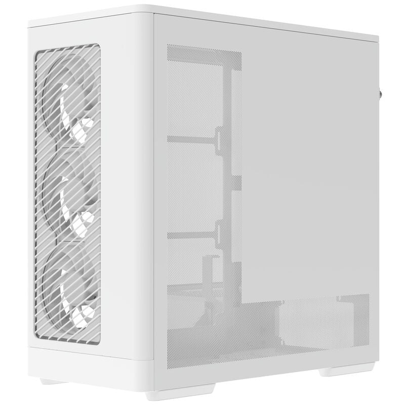 Aerocool D520A kabinett midtårn ATX herdet glass RGB hvit montert i PC