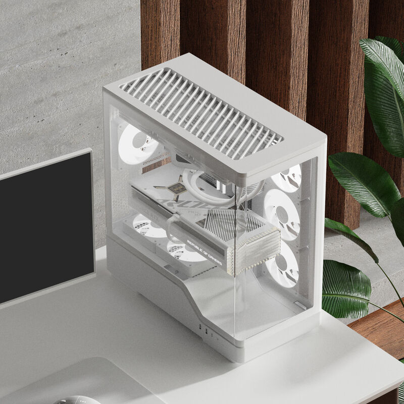 Aerocool P500A kabinett midtårn ATX herdet glass RGB hvit bakside