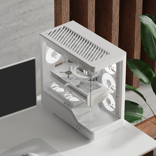 Aerocool P500A kabinett midtårn ATX herdet glass RGB hvit bakside