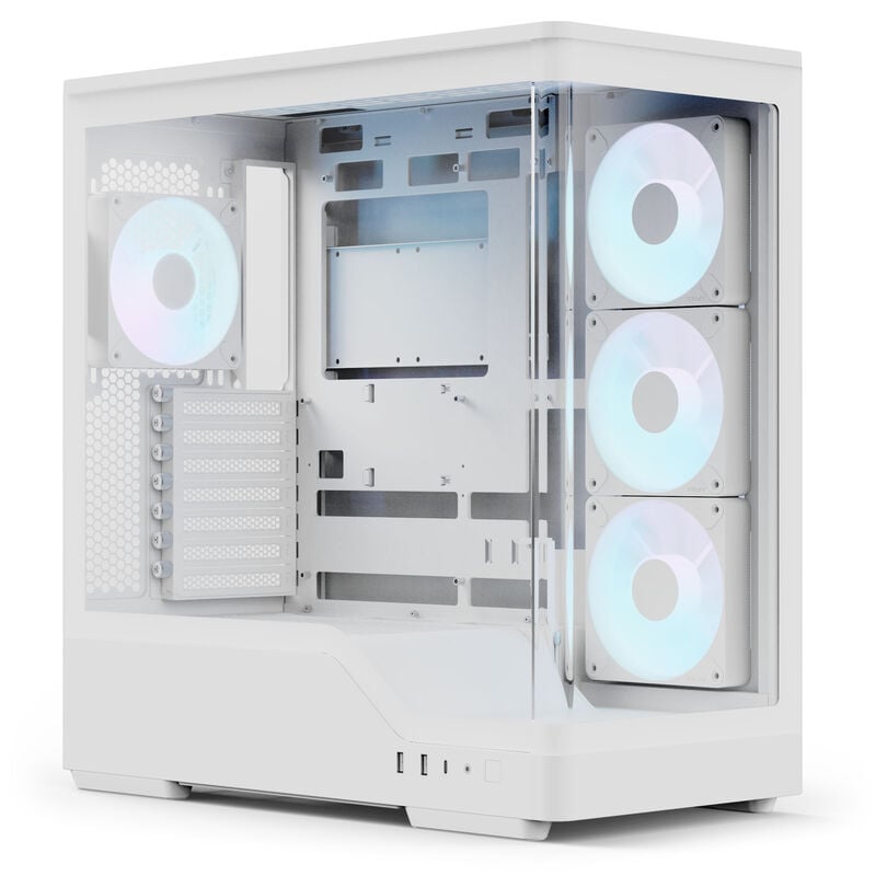 Aerocool P500A kabinett midtårn ATX herdet glass RGB hvit forfra
