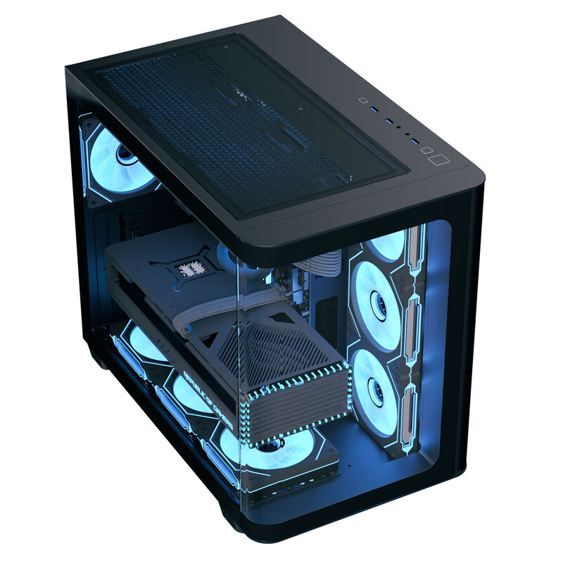 Detalj av ARGB-belysning i Aerocool P500C kabinett