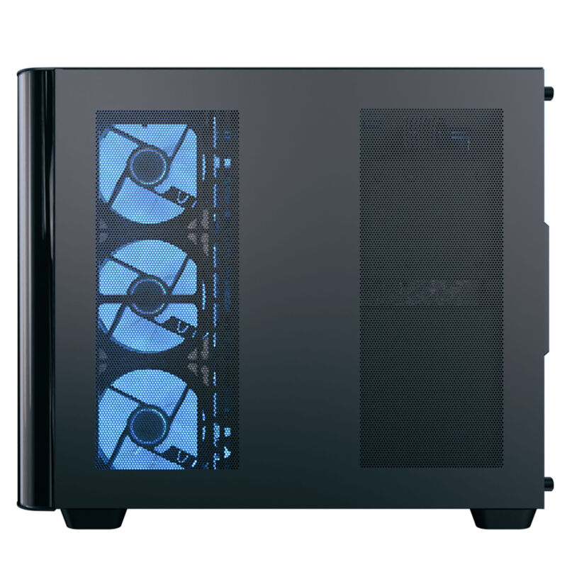 Nærbilde av temperert glass på Aerocool P500C kabinett