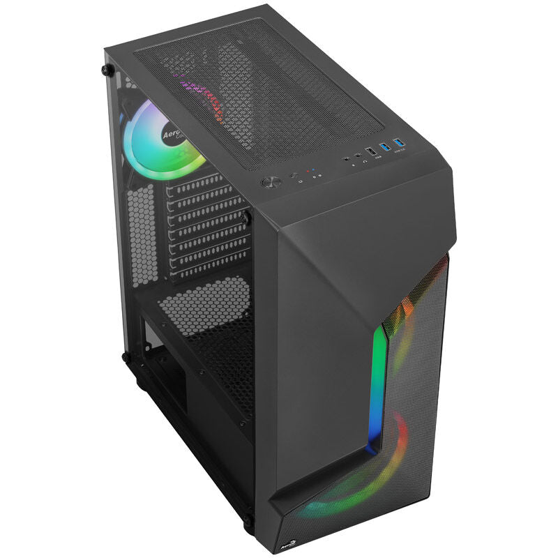 Aerocool Scape-G-BK-v3 kabinett midtårn ARGB herdet glass svart bakside