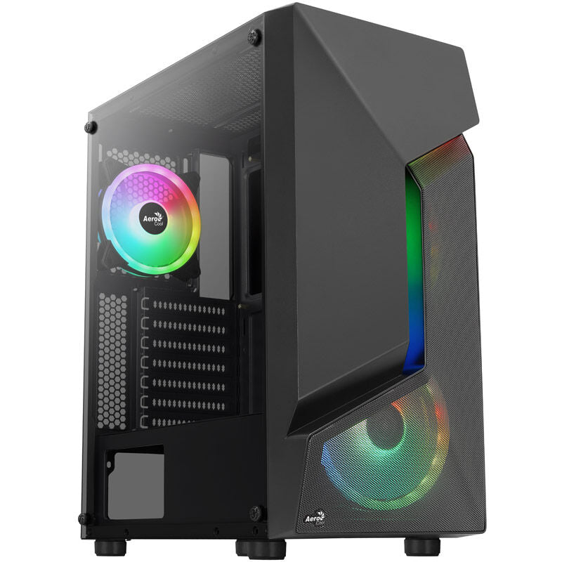 Aerocool Scape-G-BK-v3 kabinett midtårn ARGB herdet glass svart forfra