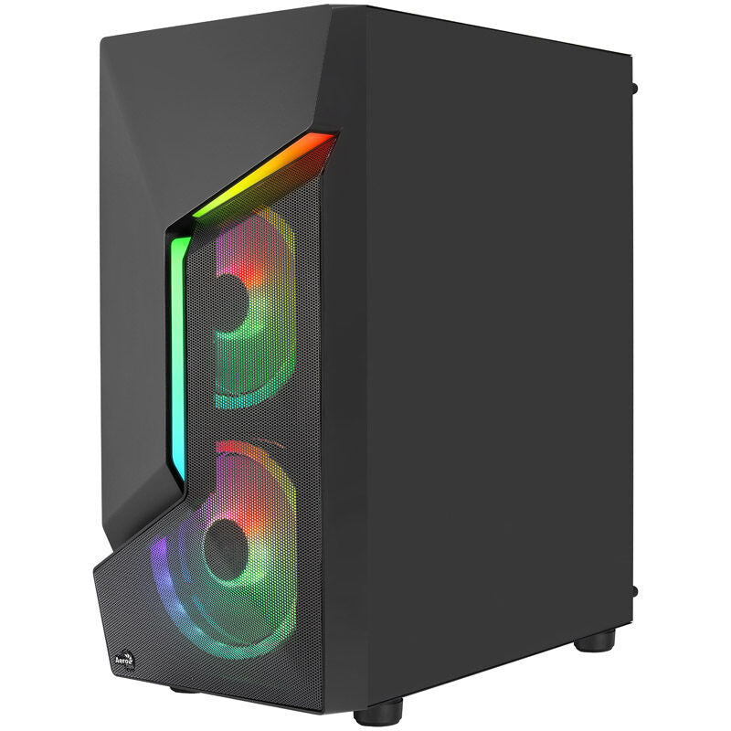 Sidevindu av Aerocool Scape-G-BK-v3 kabinett midtårn ARGB herdet glass svart