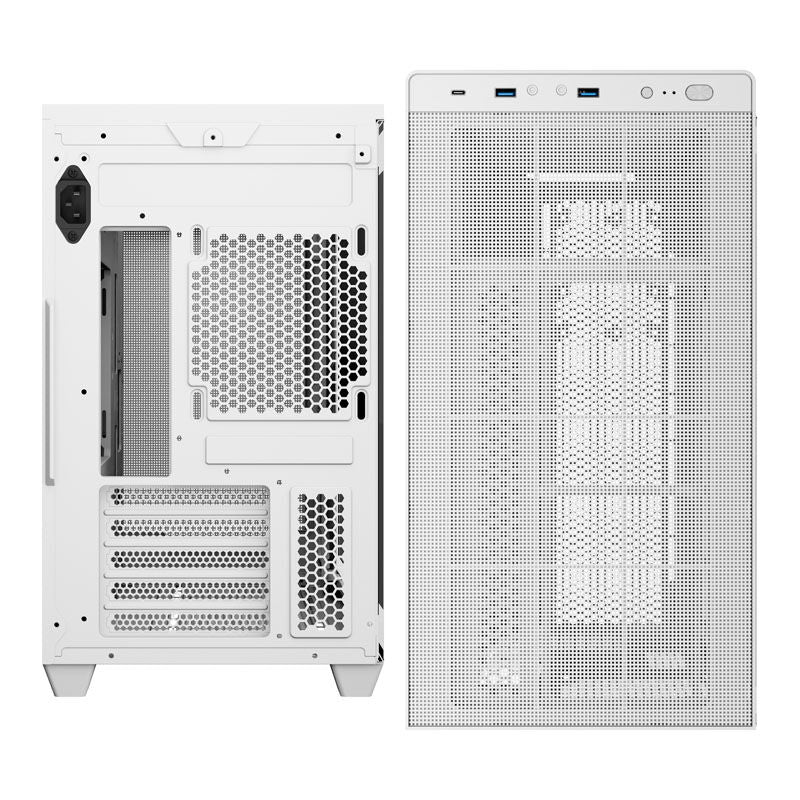 Detalj av herdet glass sidepanel på Aerocool Stormfront Mini minitårn kabinett mATX hvit