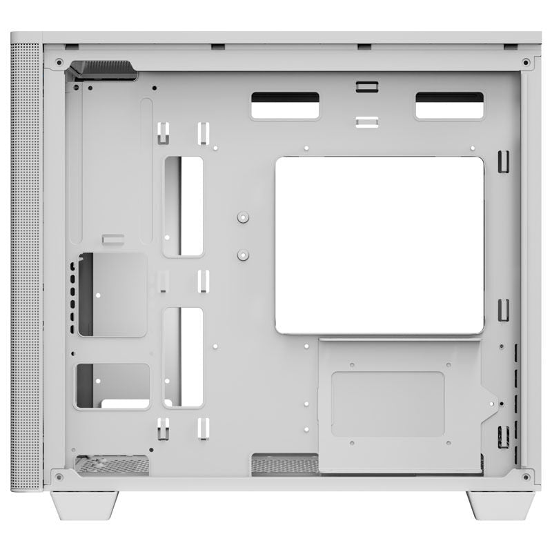 Nærbilde av mesh-front på Aerocool Stormfront Mini minitårn kabinett mATX hvit