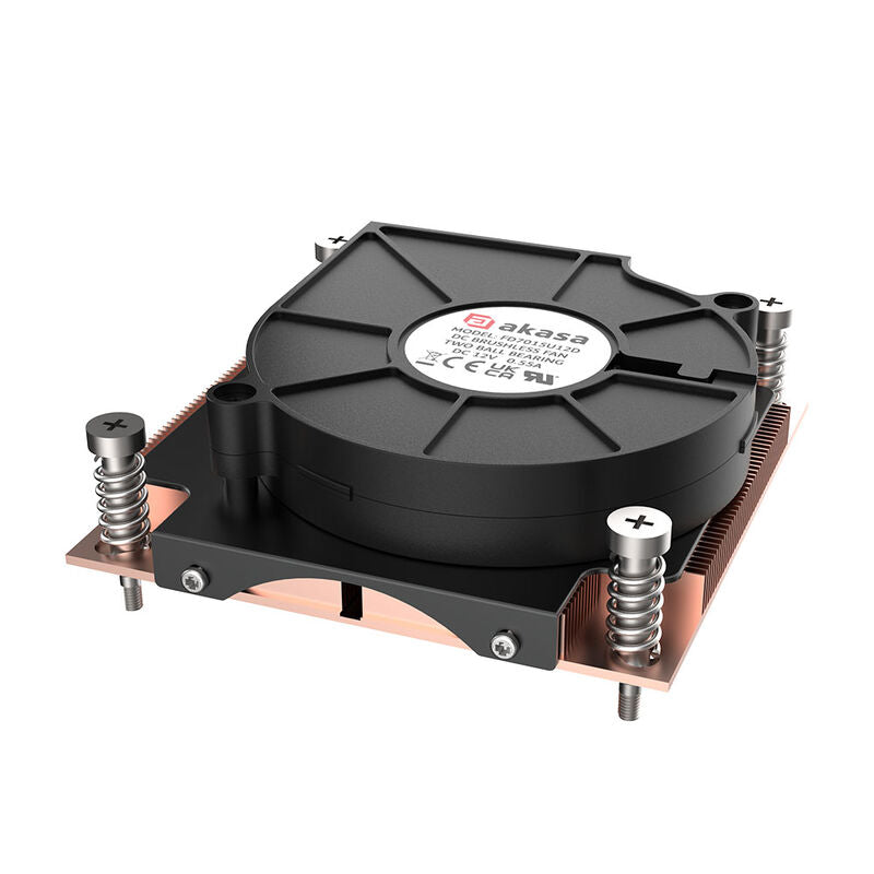 Detalj av Akasa 1U Low Profile CPU-kjøler LGA1700 kobber passiv