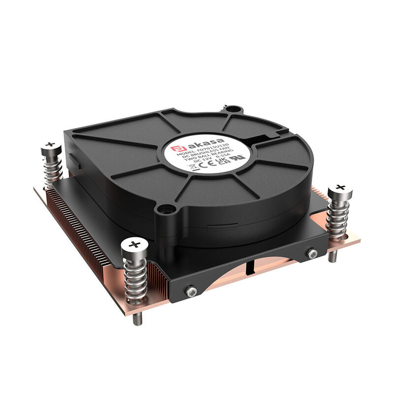 Montert Akasa 1U Low Profile CPU-kjøler LGA1700 kobber passiv i server