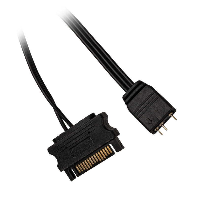 Bakside av Akasa 3-pin ARGB-kontroller kabel SATA 40 cm