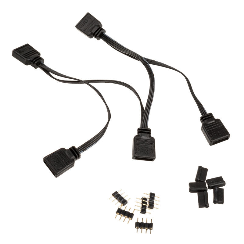 Akasa 4-i-1 RGB splitterkabel 4-Pin 40 cm forfra
