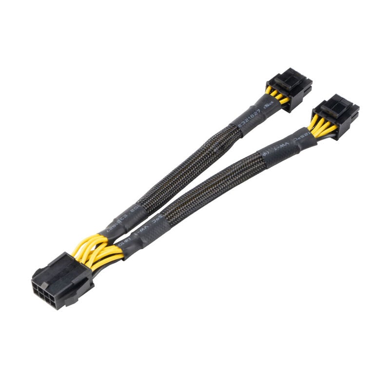 Akasa 8-pin til 2x 4+4-pin EPS/ATX adapterkabel svart bakside