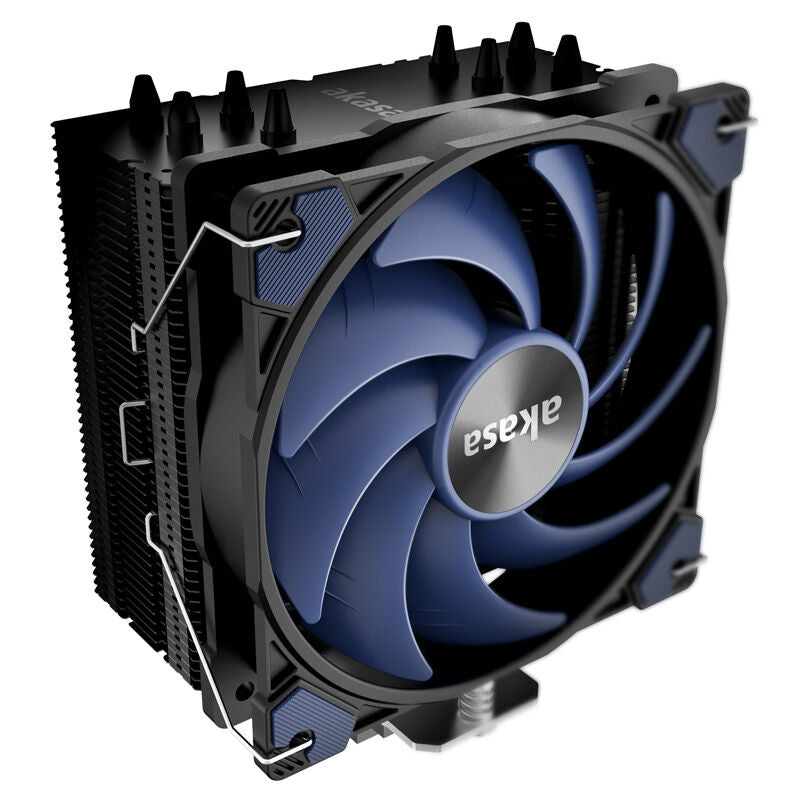 Bakside av Akasa Alucia H4 CPU-kjøler i svart og blått