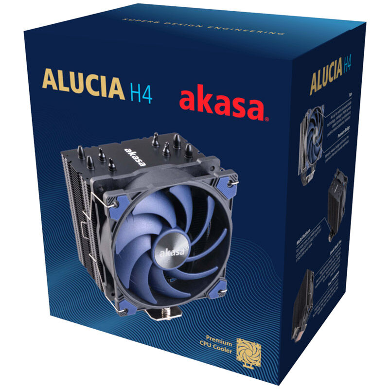 Sidevisning av Akasa Alucia H4 CPU-kjøler med aluminiumskjøler