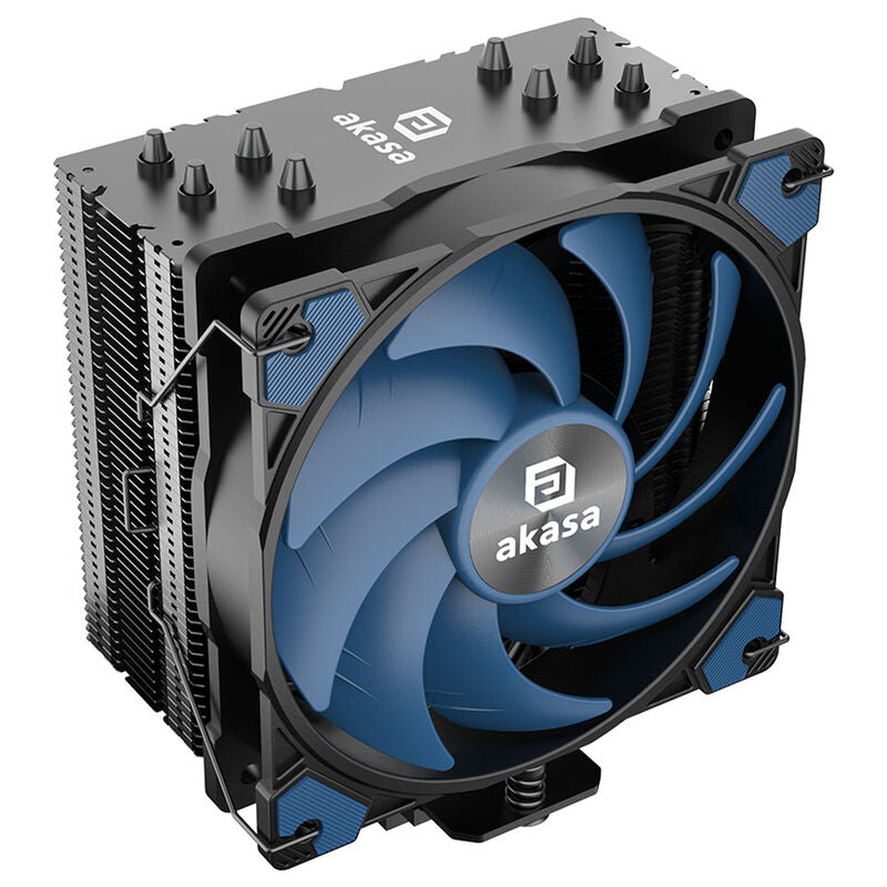 Detalj av Akasa Alucia H4 Plus CPU-kjøler 120 mm PWM svart heatpipes
