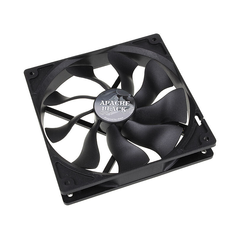 Akasa Apache PWM vifte 140 mm 1300 RPM svart forfra