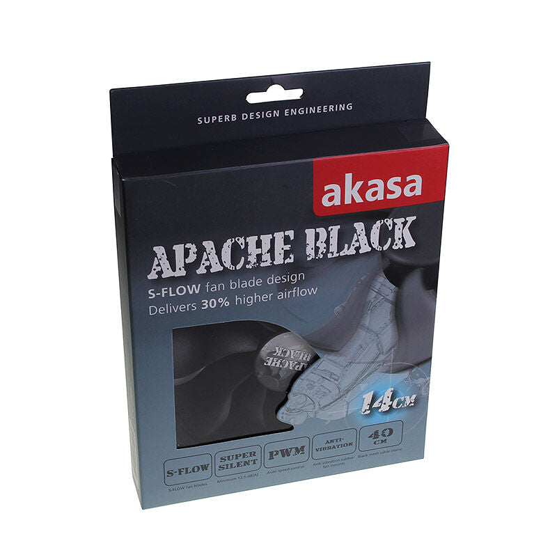 Montert Akasa Apache PWM vifte 140 mm 1300 RPM svart i PC
