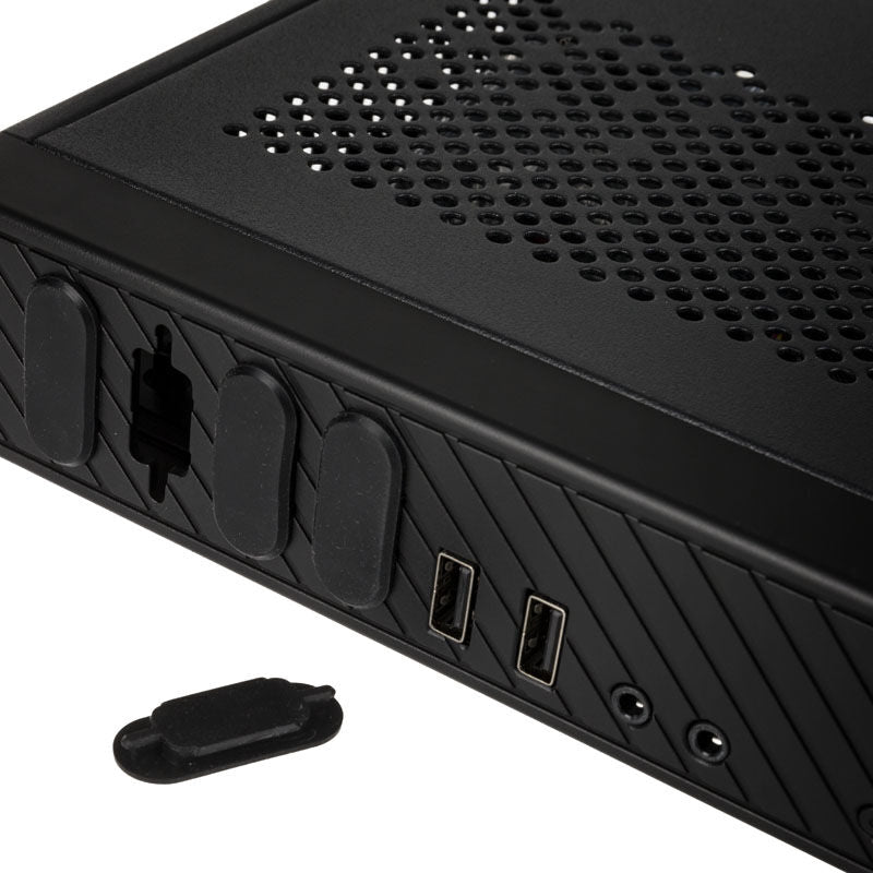 Oversikt av Akasa Cypher SPX Thin Mini-ITX kabinett HTPC svart fra siden