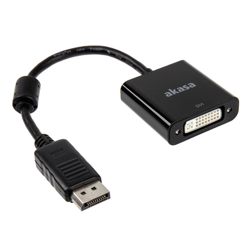 Akasa DisplayPort til DVI aktiv adapter svart 20 cm forfra