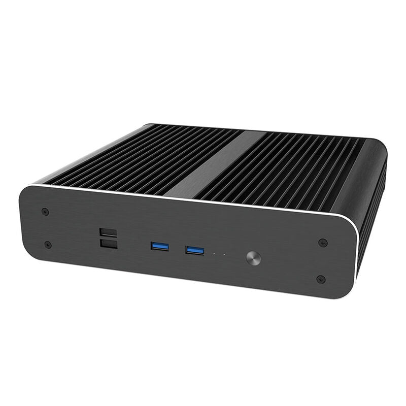 Akasa Euler CTX vifteløst kabinett Thin-Mini-ITX aluminium svart forfra