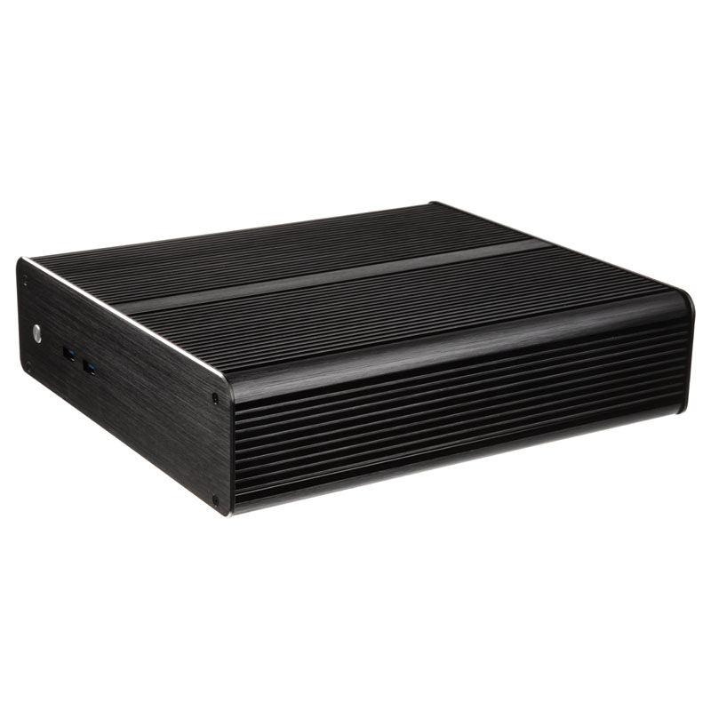 Detaljbilde av Akasa Euler M vifteløs Mini-ITX kabinett i svart aluminium