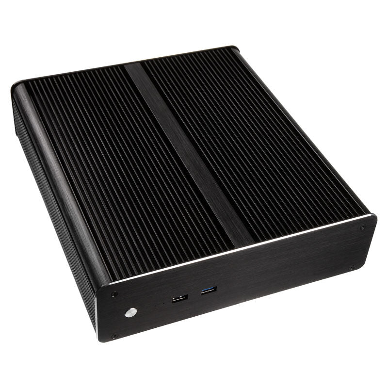 Nærbilde av frontpanel med USB-porter på Akasa Euler M kabinett