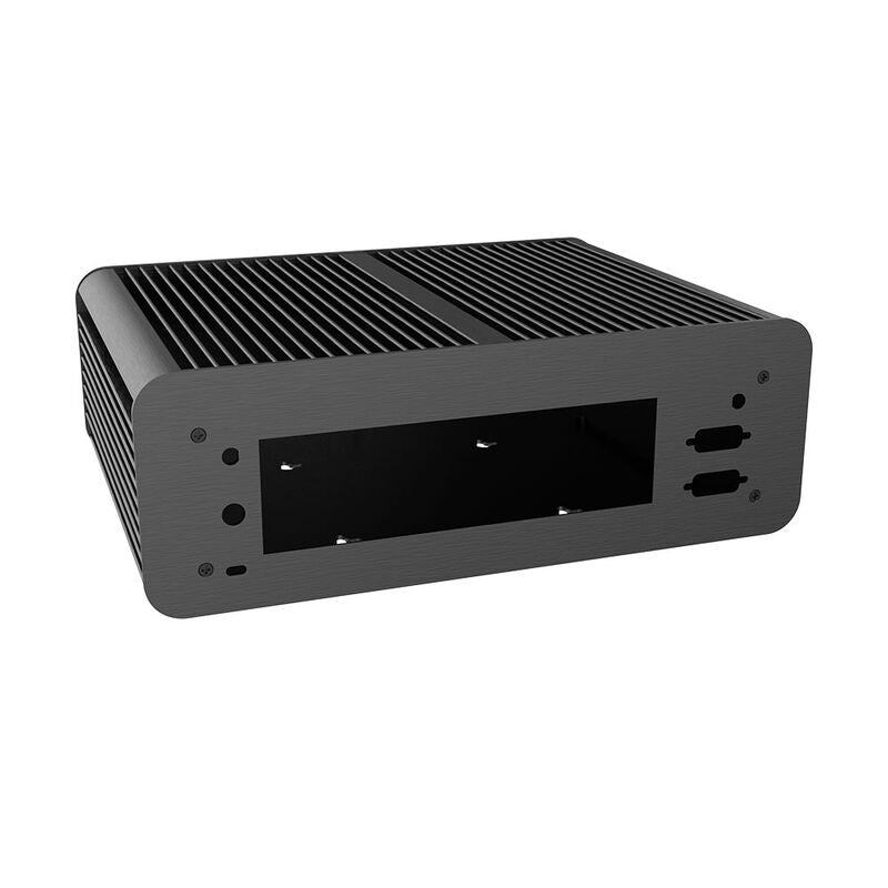 Detalj av Akasa Euler MX Plus aluminium kabinett Mini-ITX svart