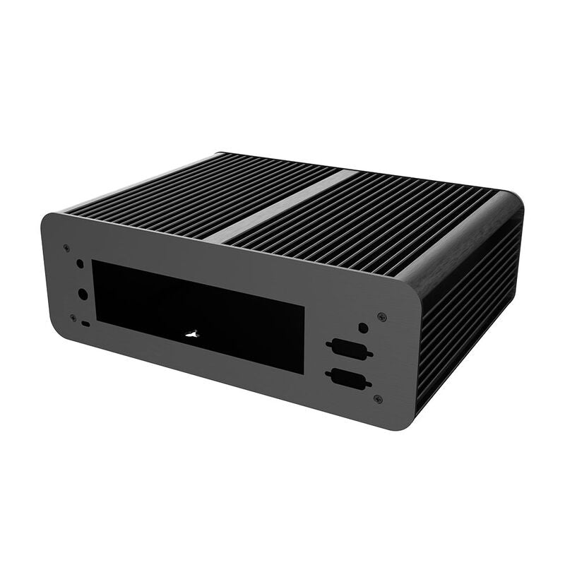 Montert Akasa Euler MX Plus aluminium kabinett Mini-ITX svart på VESA-feste
