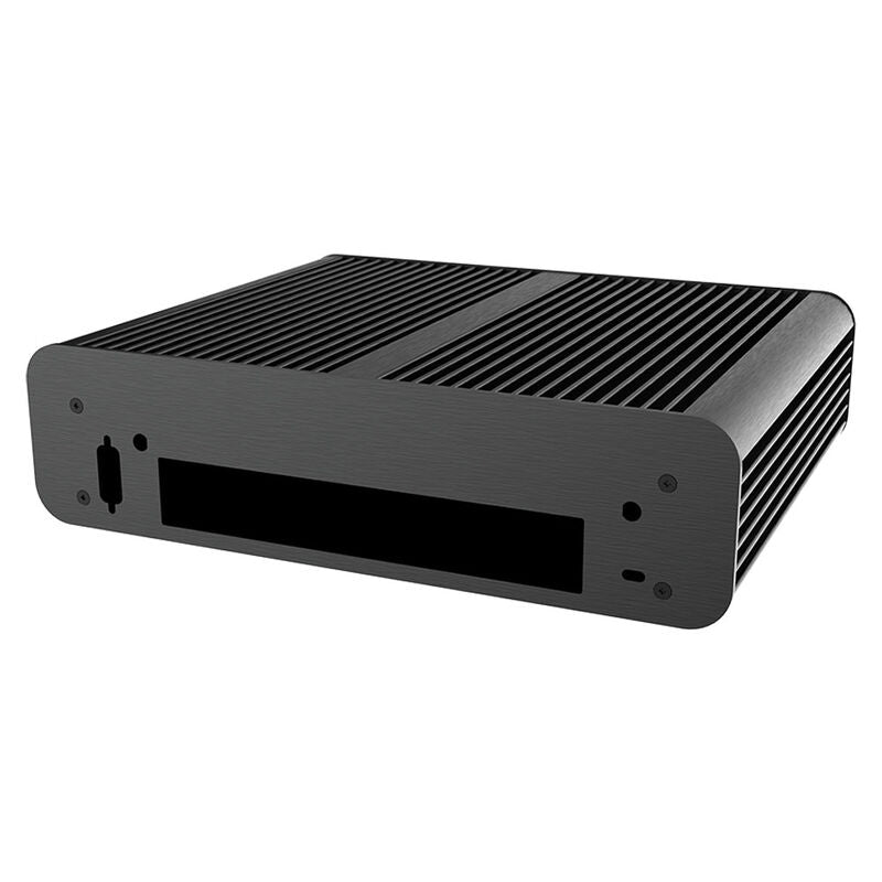 Detalj av Akasa Euler TX3 vifteløst Mini-ITX kabinett aluminium svart