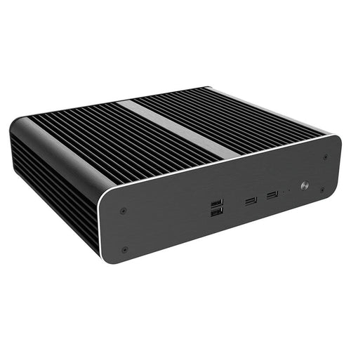 Akasa Euler TX3 vifteløst Mini-ITX kabinett aluminium svart forfra