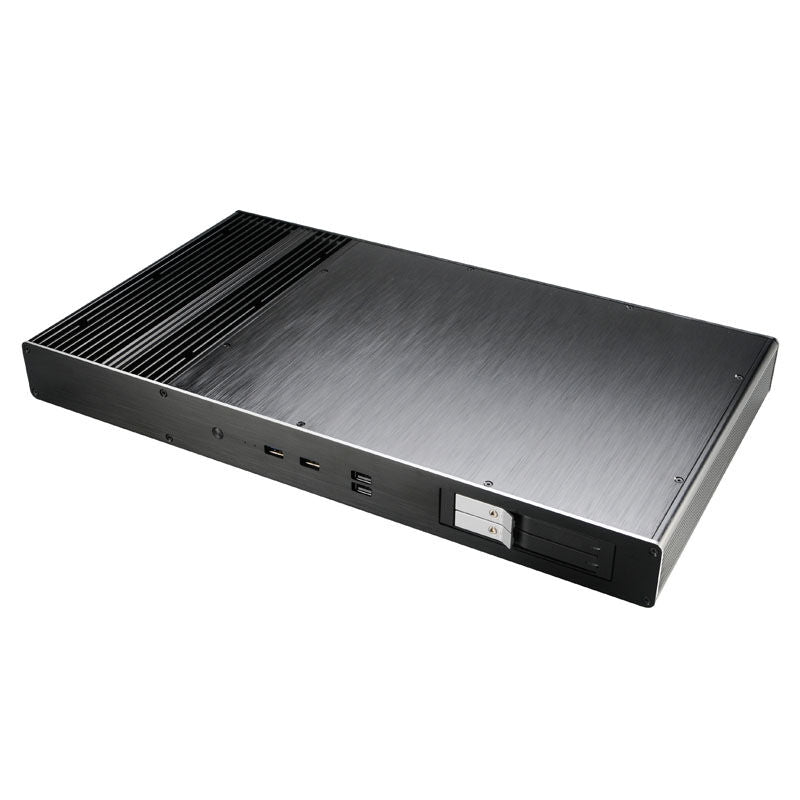 Akasa Galileo TU Thin-Mini-ITX 1U kabinett aluminium svart forfra